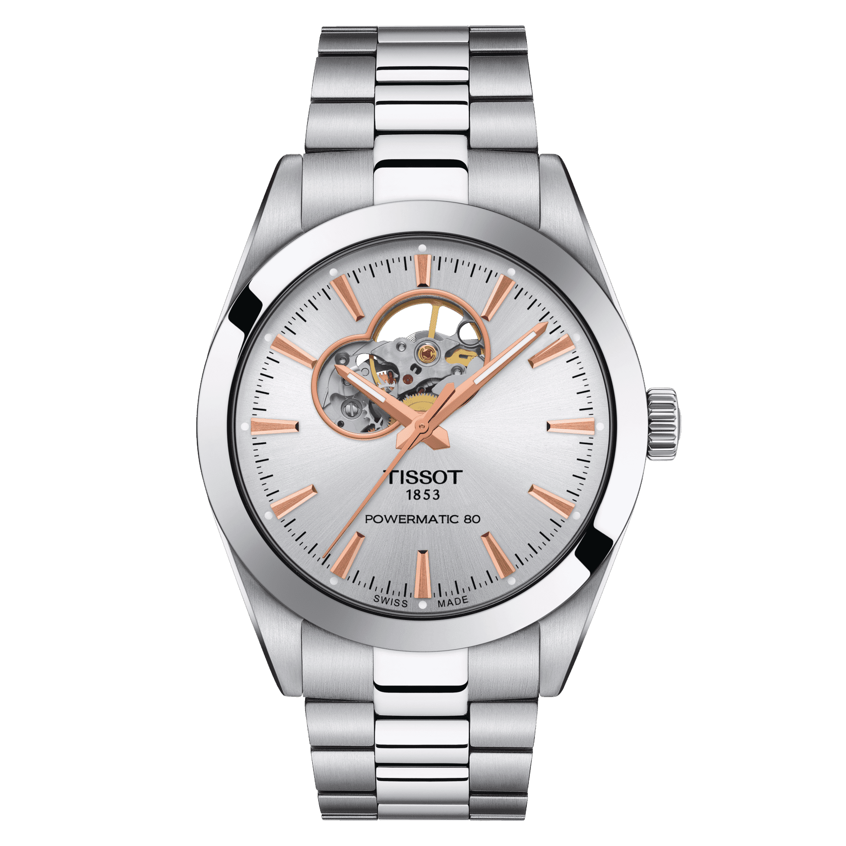 Tissot Gentleman Powermatic 80 Open Heart - miesten rannekello T1274071103101 - Puustjärven Kello & Kulta