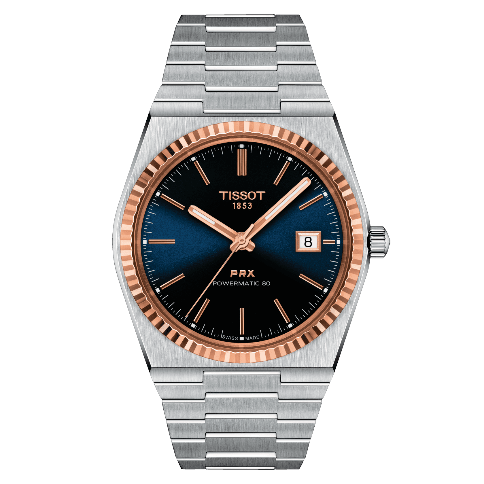 Tissot PRX Powermatic 80 Steel & 18K Gold Bezel - miesten rannekello T9314074104100 - Puustjärven Kello & Kulta