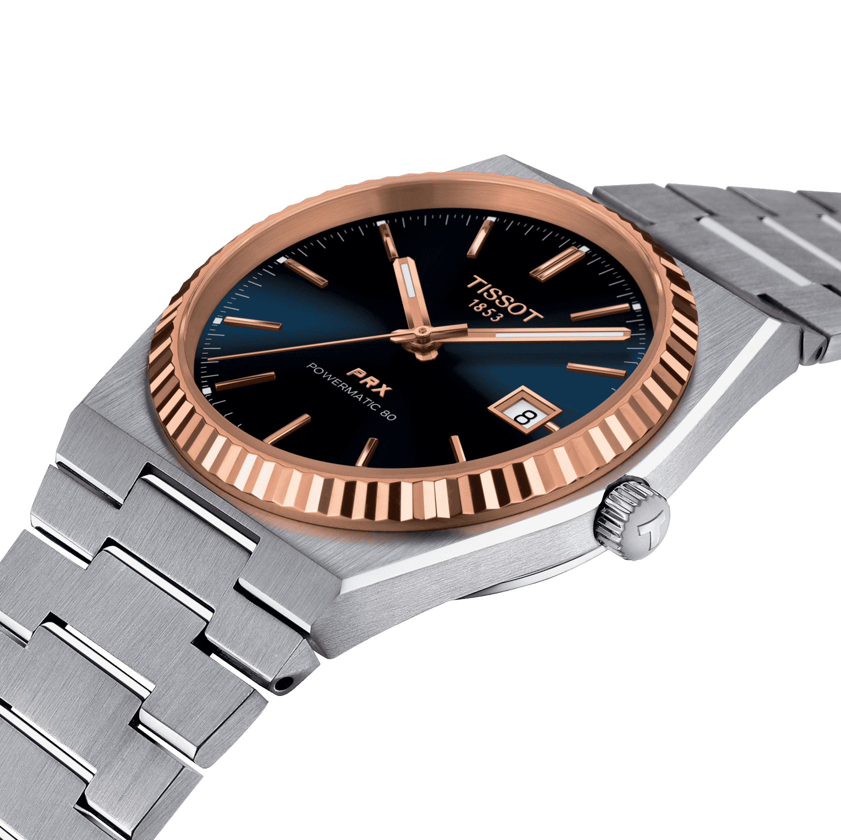 Tissot PRX Powermatic 80 Steel & 18K Gold Bezel - miesten rannekello T9314074104100 - Puustjärven Kello & Kulta