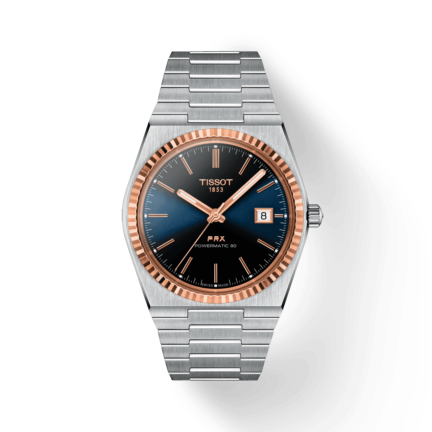 Tissot PRX Powermatic 80 Steel & 18K Gold Bezel - miesten rannekello T9314074104100 - Puustjärven Kello & Kulta