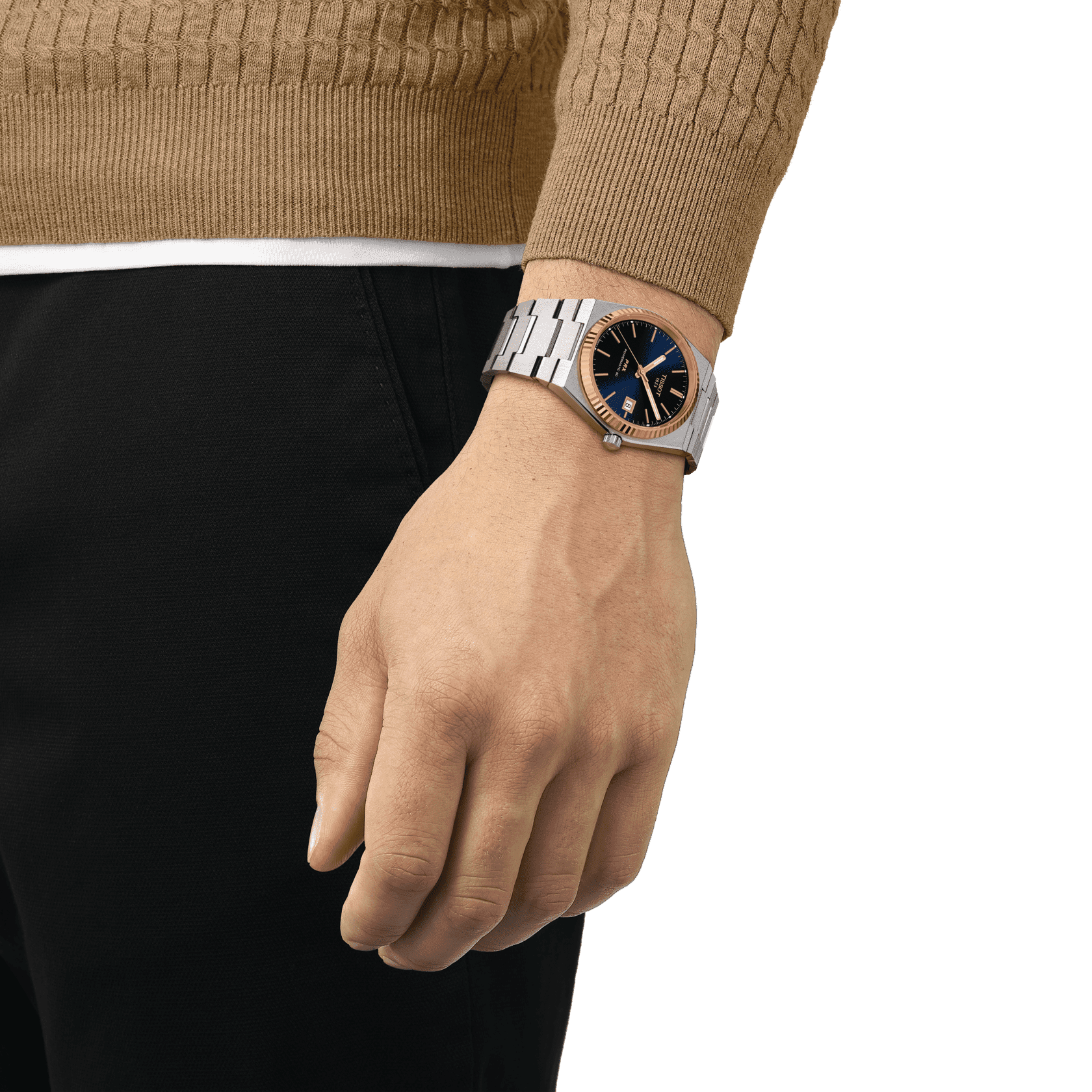 Tissot PRX Powermatic 80 Steel & 18K Gold Bezel - miesten rannekello T9314074104100 - Puustjärven Kello & Kulta