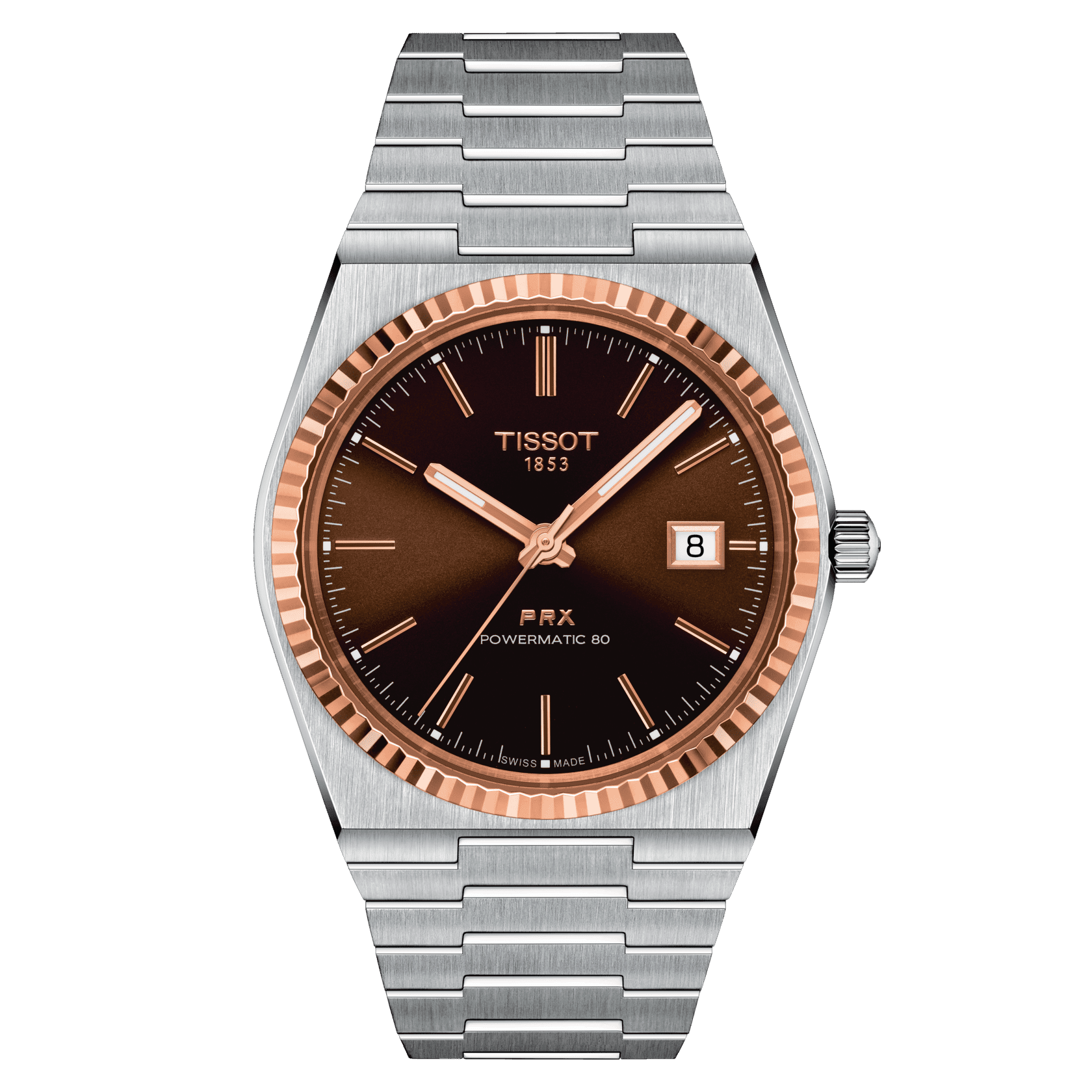 Tissot PRX Powermatic 80 Steel & 18K Gold Bezel - miesten rannekello T9314074129100 - Puustjärven Kello & Kulta