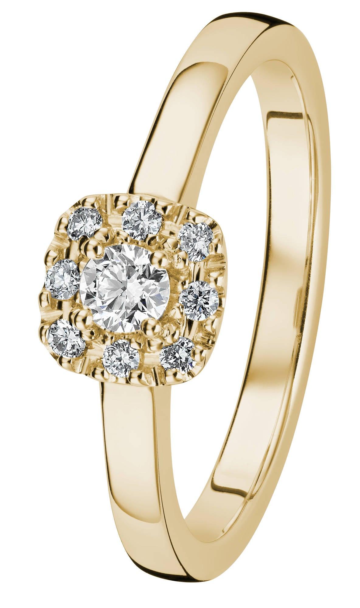 Kohinoor Valerie Cushion - keltakultainen timanttisormus 033-263-17-160 - Puustjärven Kello & Kulta