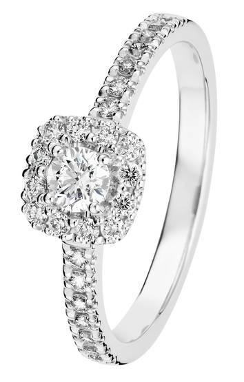 Kohinoor Valerie Cushion timanttisormus valkokulta - Puustjärven Kello & Kulta