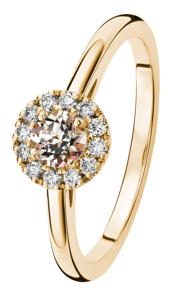 Kohinoor Garda - keltakultainen timanttisormus Misty Rose - topaasilla 033-423-12-160 - Puustjärven Kello & Kulta