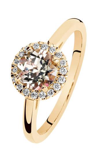 Kohinoor Garda sormus 0,14ct + Misty Rose topaasi keltakultaa 033-422-09 - Puustjärven Kello & Kulta