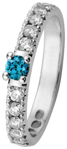 Kohinoor 033-216VOC-24 Estelle timanttisormus sininen timantti 0,08ct + 8x0,02ct - Puustjärven Kello & Kulta