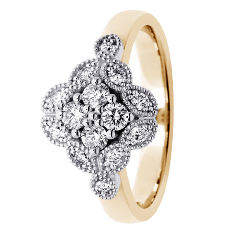 Festive Vintage Lotus timanttisormus 14-524-045 keltakulta - Puustjärven Kello & Kulta