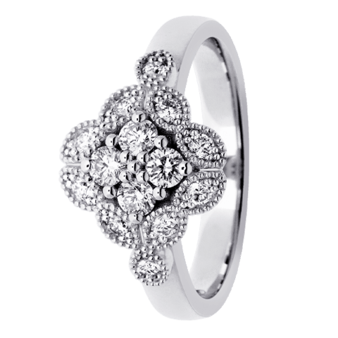 Festive Vintage Lotus timanttisormus 14-524-045-W valkokulta - Puustjärven Kello & Kulta