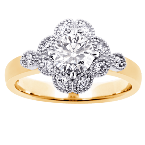 Festive Vintage Lotus timanttisormus 14-524-120 keltakulta - Puustjärven Kello & Kulta