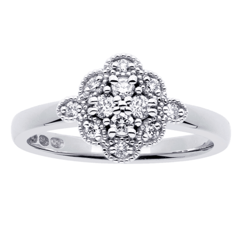 Festive Vintage Little Lotus timanttisormus 14-541-020-W valkokulta - Puustjärven Kello & Kulta