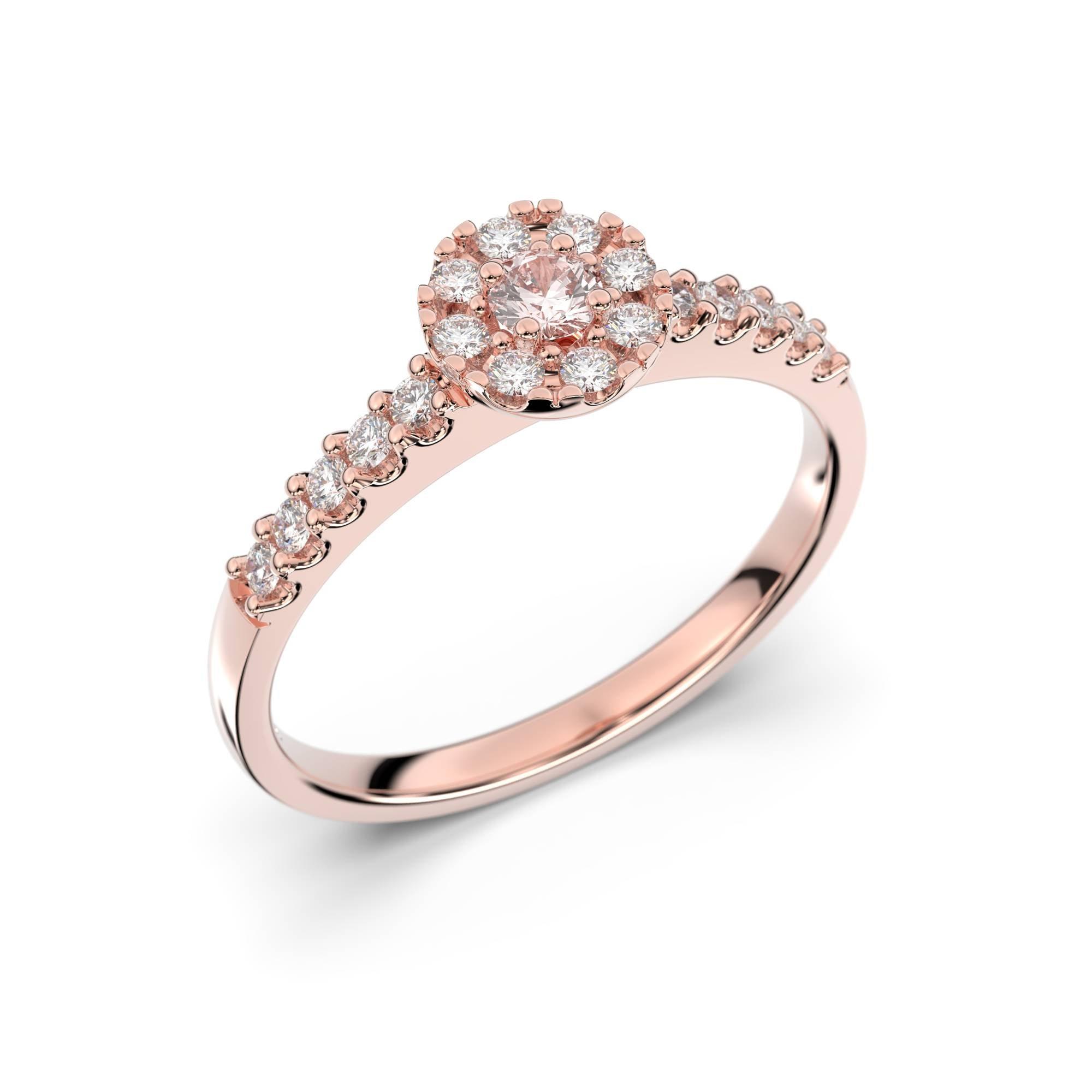 Festive Bella - punakultainen timanttisormus morganiitilla 14-607-025M-PK-150 - Puustjärven Kello & Kulta