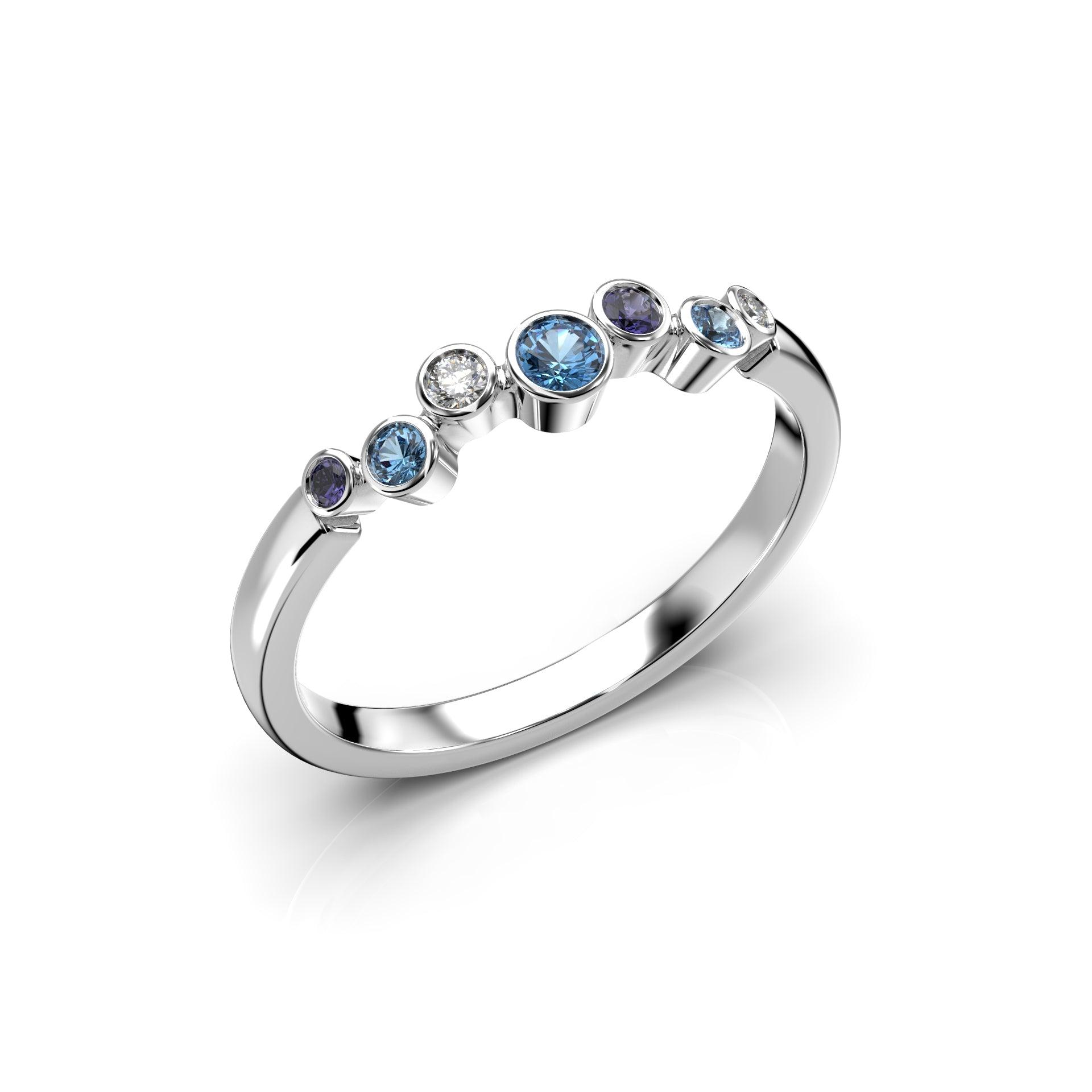 Festive Drop Blue - valkokultainen timanttisormus 14-644-015B-VK-150 - Puustjärven Kello & Kulta