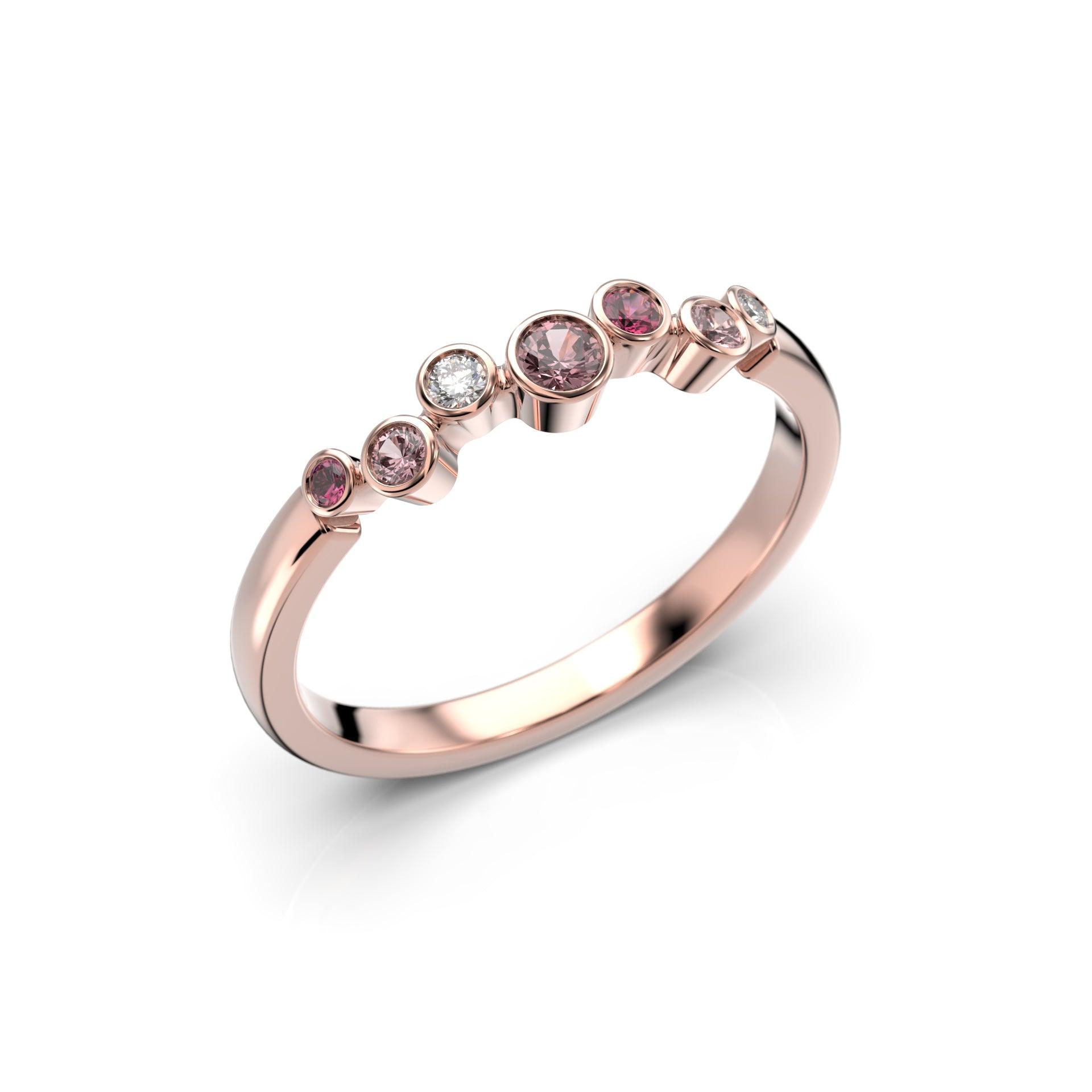 Festive Drop Pink - punakultainen timanttivärikivisormus 14-644-015P-PK-150 - Puustjärven Kello & Kulta