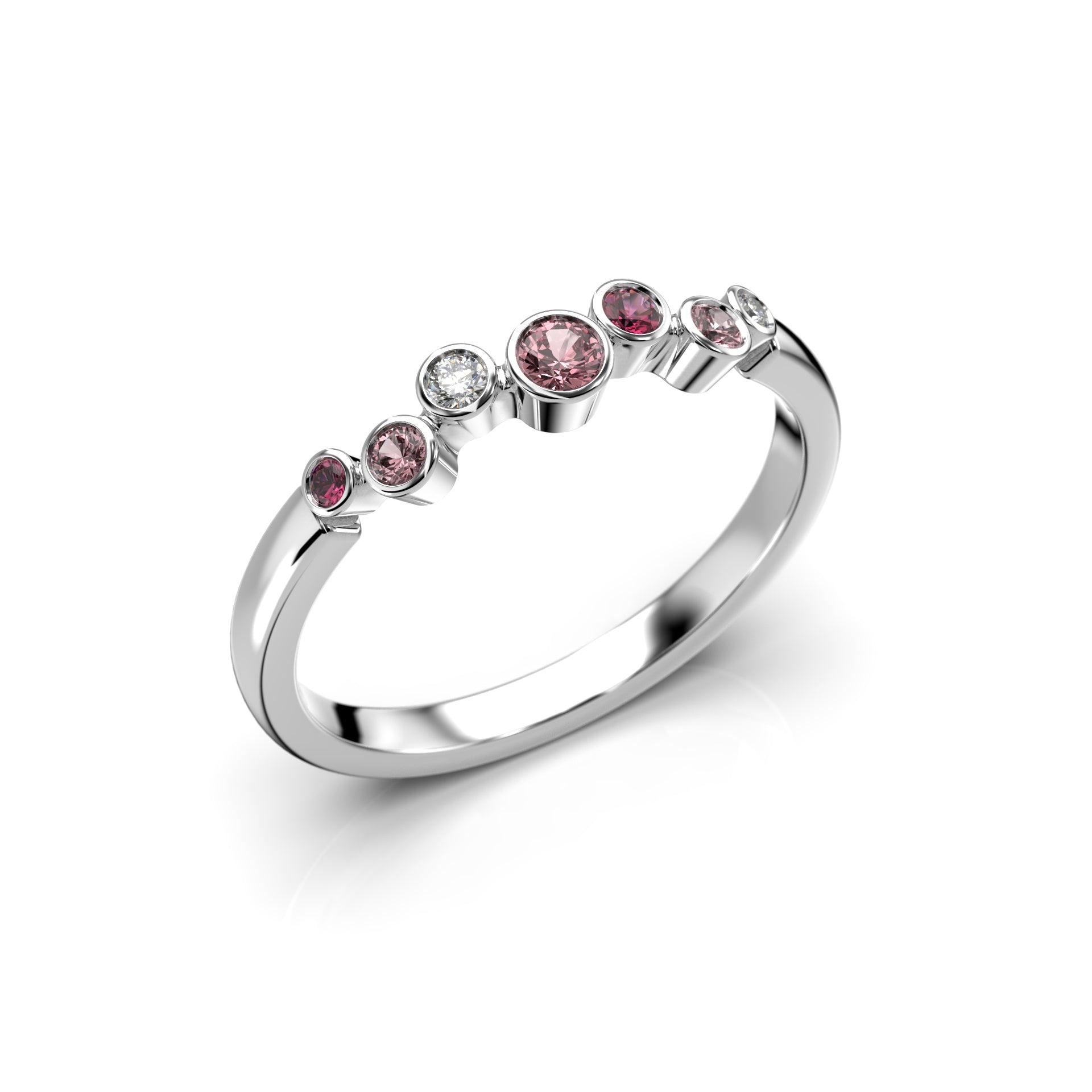 Festive Drop Pink - valkokultainen timanttivärikivisormus 14-644-015P-VK-150 - Puustjärven Kello & Kulta