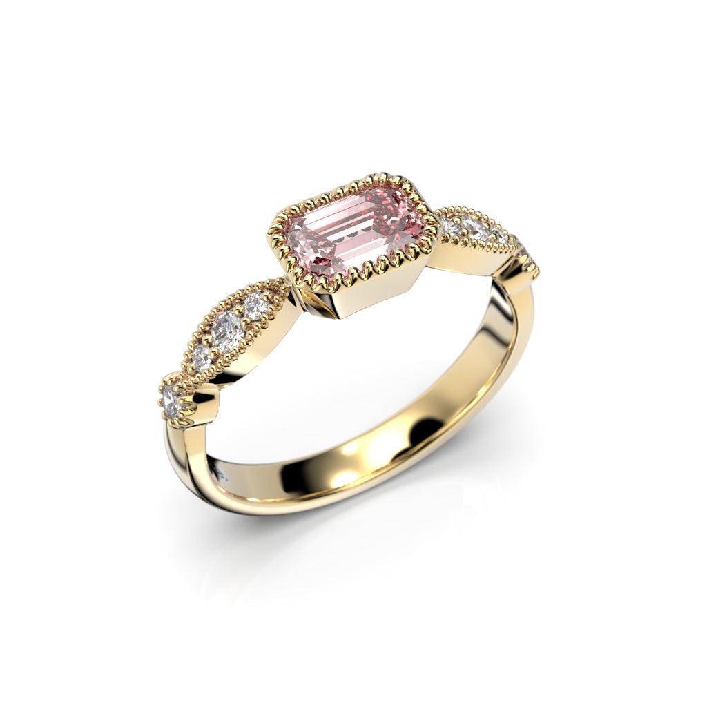 Festive Rosette Petite - keltakultainen timanttimorganiittisormus 14-653-066-KK-150 - Puustjärven Kello & Kulta