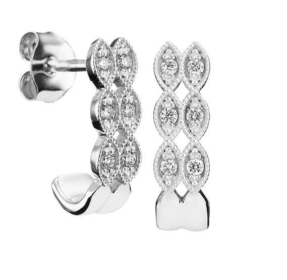 Kohinoor Clara 0,12ct romanttiset 2-riviset timanttikorvakorut valkokultaa - Puustjärven Kello & Kulta