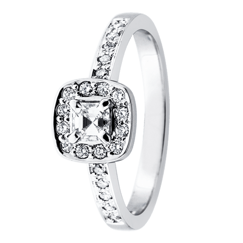 Festive Ensemble Alicia Halo Asscher timanttisormus 14-503-043-W valkokulta - Puustjärven Kello & Kulta