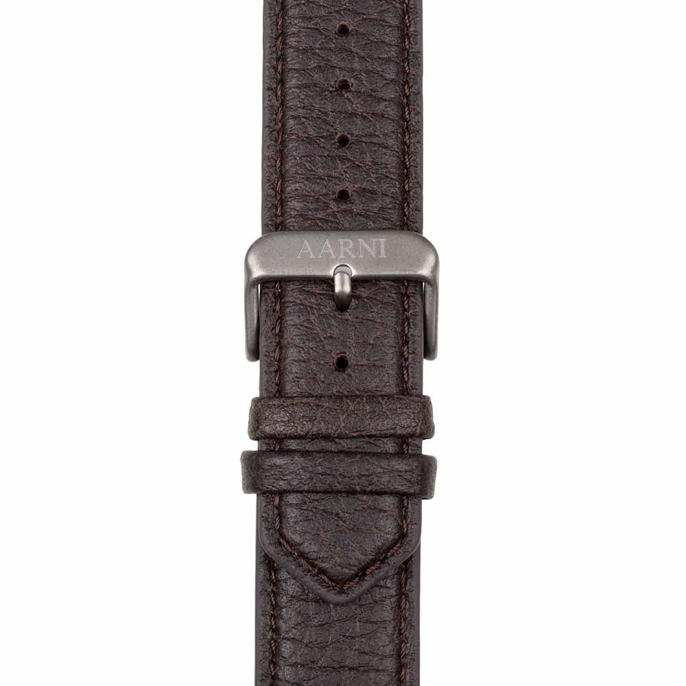 Aarni - Hirvennahkainen kelloranneke 20mm (tummanruskea) - Puustjärven Kello & Kulta