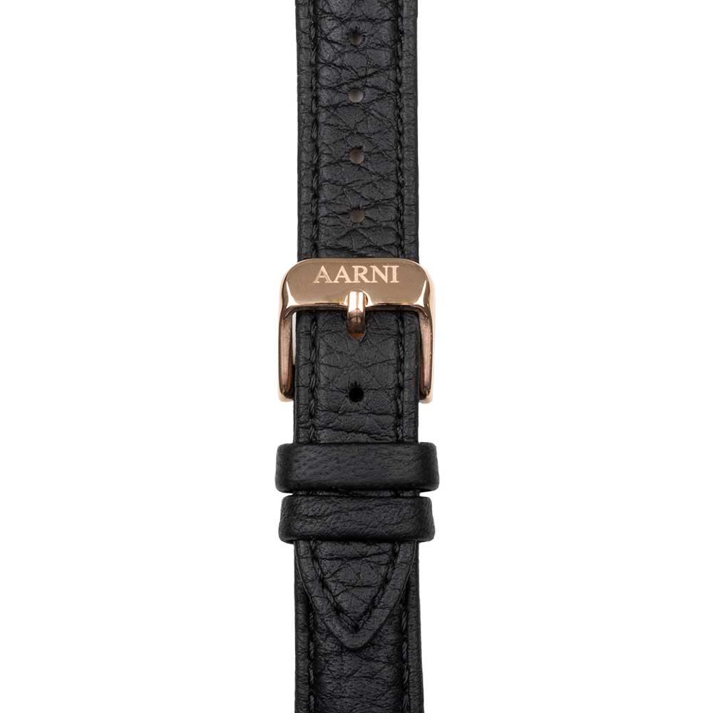 Aarni - Hirvennahkainen kelloranneke 16mm (musta) - Puustjärven Kello & Kulta