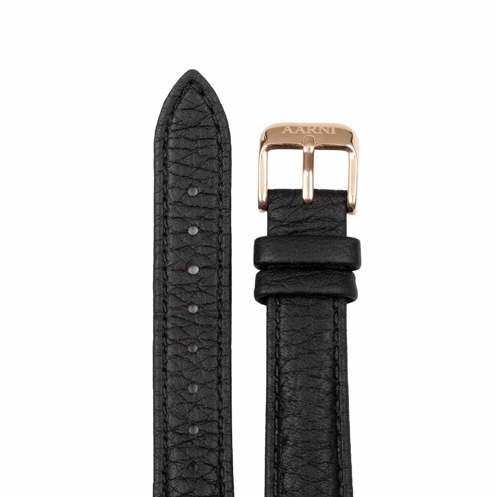 Aarni - Hirvennahkainen kelloranneke 16mm (musta) - Puustjärven Kello & Kulta
