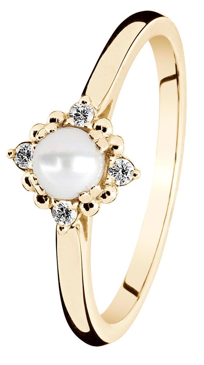 Kohinoor Celeste helmi-timanttisormus 4mm helmi+ 0,04ct H/Si 033-440-04 - Puustjärven Kello & Kulta