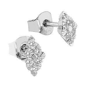 Sandberg Keulapurje - valkokultaiset timanttikorvakorut E-23-W - Puustjärven Kello & Kulta