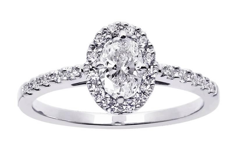 Festive Evelyn Halo-timanttisormus 14K valkokultaa 14-577-072-VK - Puustjärven Kello & Kulta