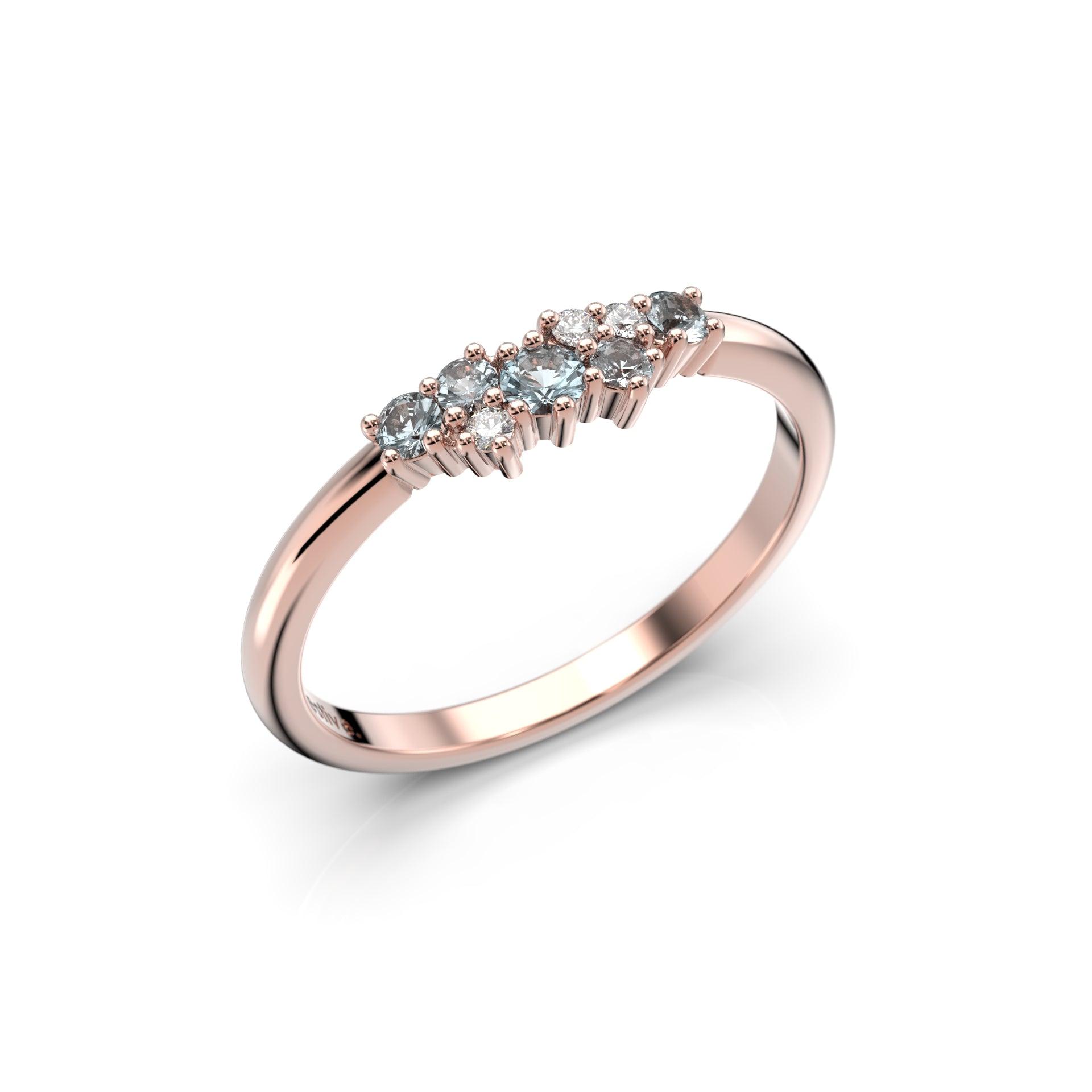 Festive Nadja Blue - punakultainen timanttisormus 14-650-018B-PK-150 - Puustjärven Kello & Kulta