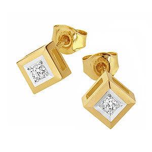 Sandberg Keulapurje - keltakultaiset timanttikorvakorut K-7-KK - Puustjärven Kello & Kulta