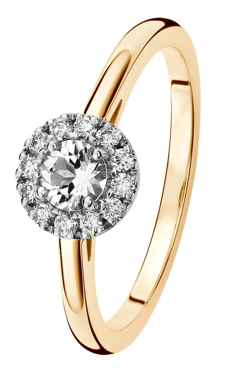 Kohinoor Garda Halo-timanttisormus 0,12ct keltakultaa 033-421-12 - Puustjärven Kello & Kulta