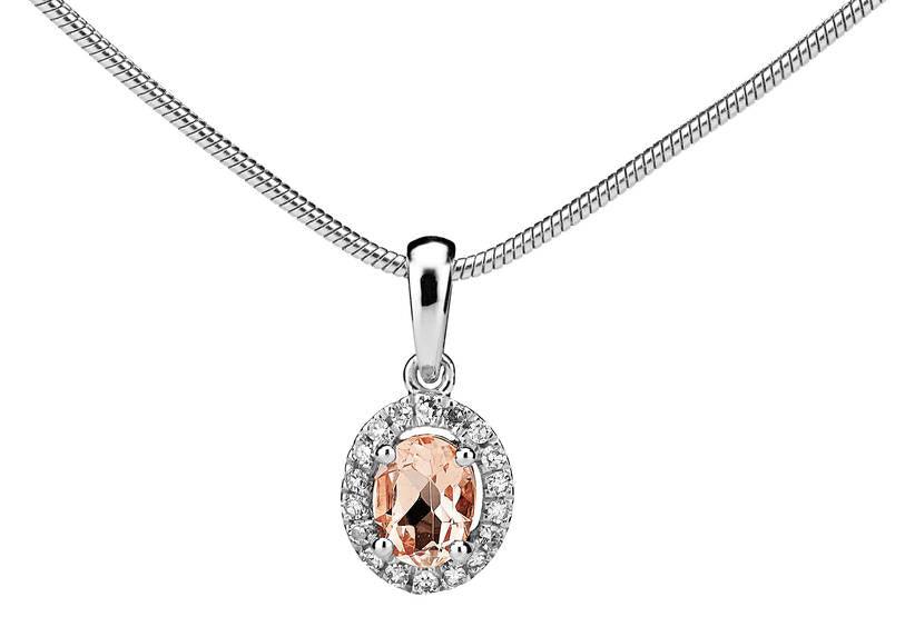 Kohinoor Loreley timantti-morganiittiriipus valkokultaa - Puustjärven Kello & Kulta