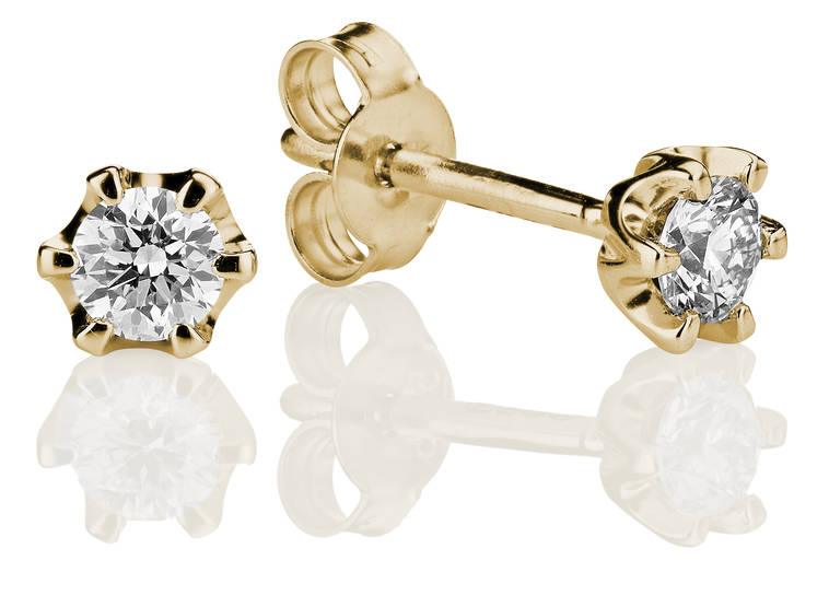 Kohinoor Polaris timanttikorvakorut 2x0,05ct keltakultaa 143-239-10 - Puustjärven Kello & Kulta