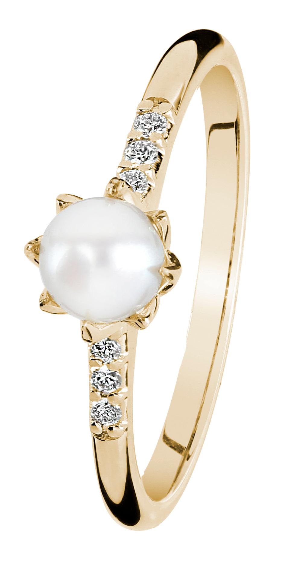 Kohinoor Rosa - keltakultainen helmitimanttisormus 033-260-06 - Puustjärven Kello & Kulta