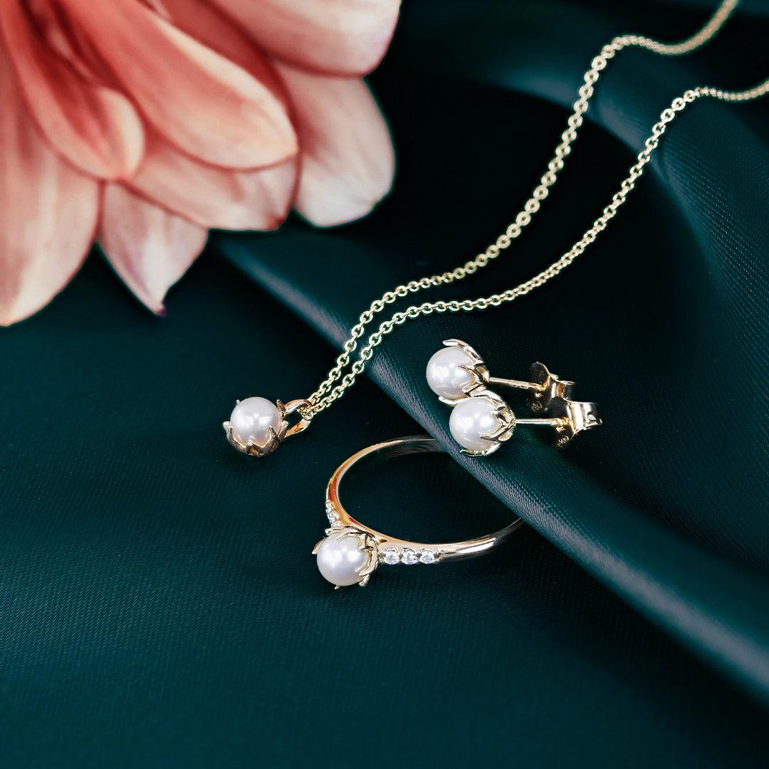 Kohinoor Rosa - keltakultainen helmitimanttisormus 033-260-06 - Puustjärven Kello & Kulta