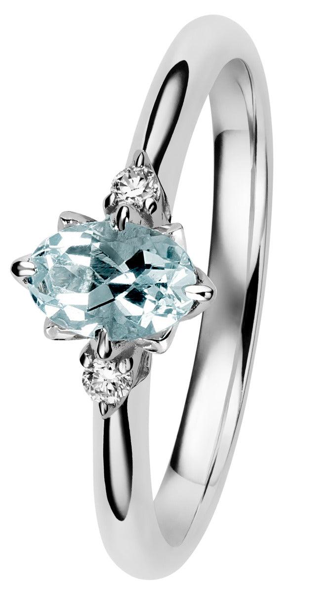 Kohinoor Rosa timantti-akvamariinisormus 0,04ct 033-260V-04A - Puustjärven Kello & Kulta