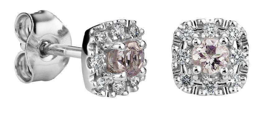 Kohinoor Valerie - timanttikorvakorut morganiitilla 143-263V-16MO - Puustjärven Kello & Kulta