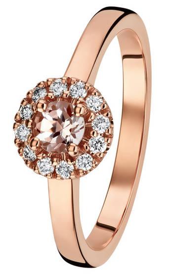 Kohinoor Valerie sormus morganiitti + 12x0,01ct ruusukultaa 033-264P-12MO - Puustjärven Kello & Kulta