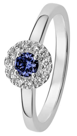 Kohinoor Valerie sormus sinisafiiri + 12x0,01ct valkokultaa 933-264VS-12B4-160 - Puustjärven Kello & Kulta