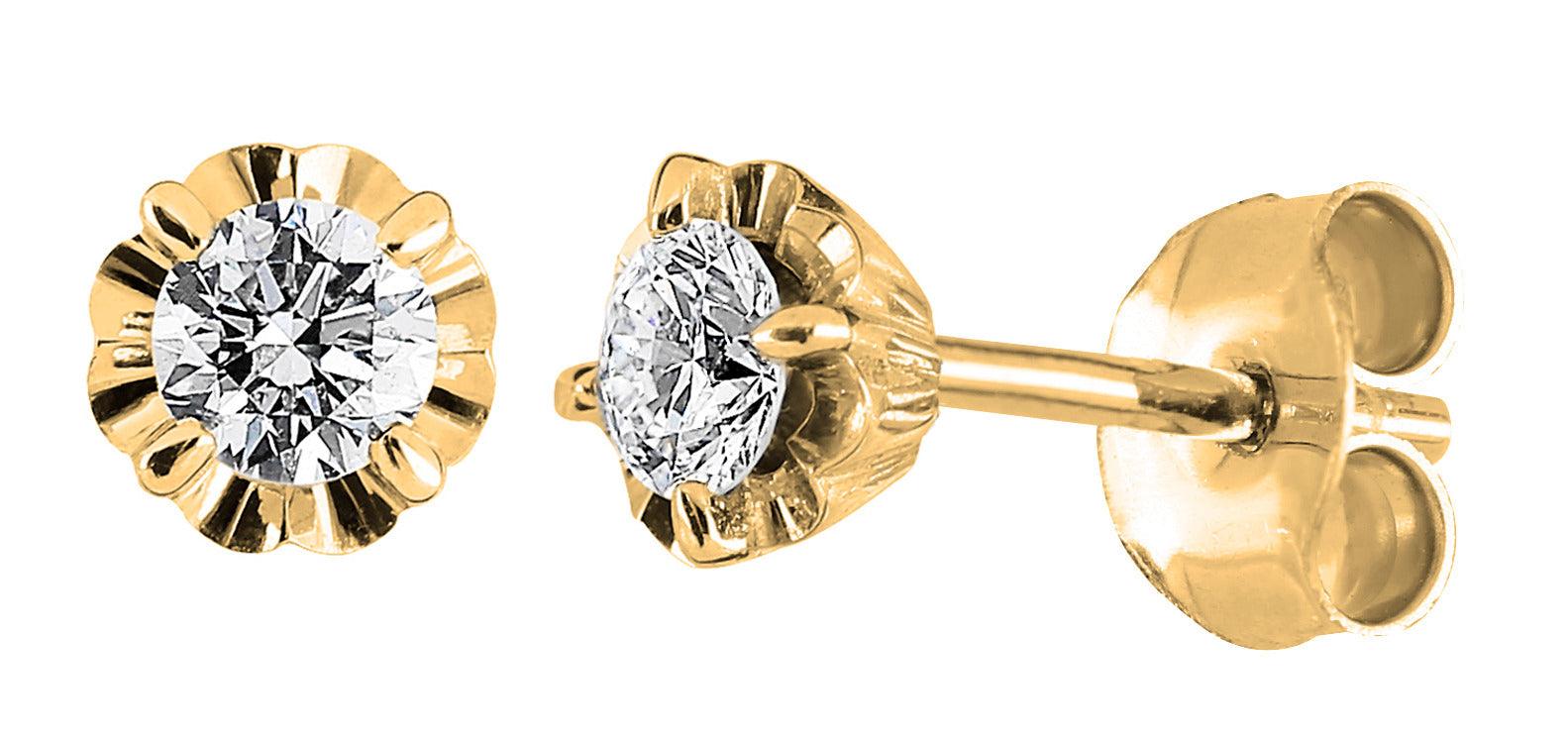 Kohinoor Vega - keltakultaiset timanttikorvakorut 143-445-25 - Puustjärven Kello & Kulta
