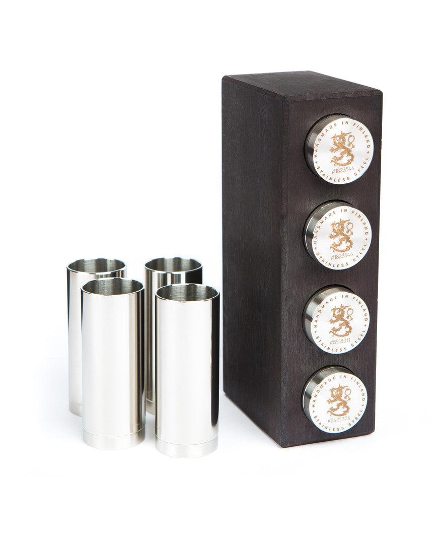 Koivu Ukko snapsilasit 4 kpl upeassa koivukuutiossa, Suomileijona 41143 - Puustjärven Kello & Kulta