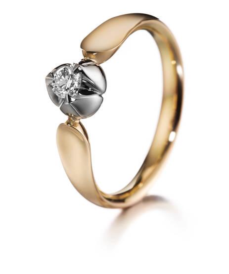 Lumoava Kullannuppu timanttisormus 6mm 585 kulta 726530 - Puustjärven Kello & Kulta