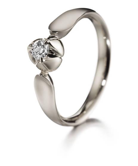 Lumoava Kullannuppu timanttisormus 6mm 585 valkokulta - Puustjärven Kello & Kulta