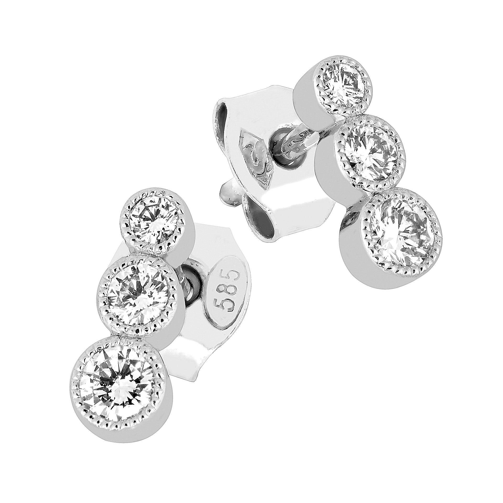 Sandberg Suvituuli - valkokultaiset timanttikorvakorut M-212-W - Puustjärven Kello & Kulta