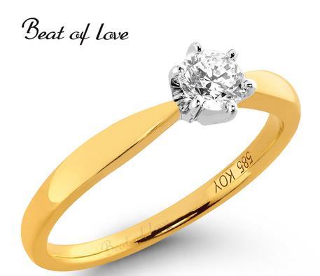 Beat of Love - keltainen timanttisormus R-22216D-150 - Puustjärven Kello & Kulta