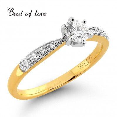 Beat of Love - keltakultainen timanttisormus R-22218D-150 - Puustjärven Kello & Kulta