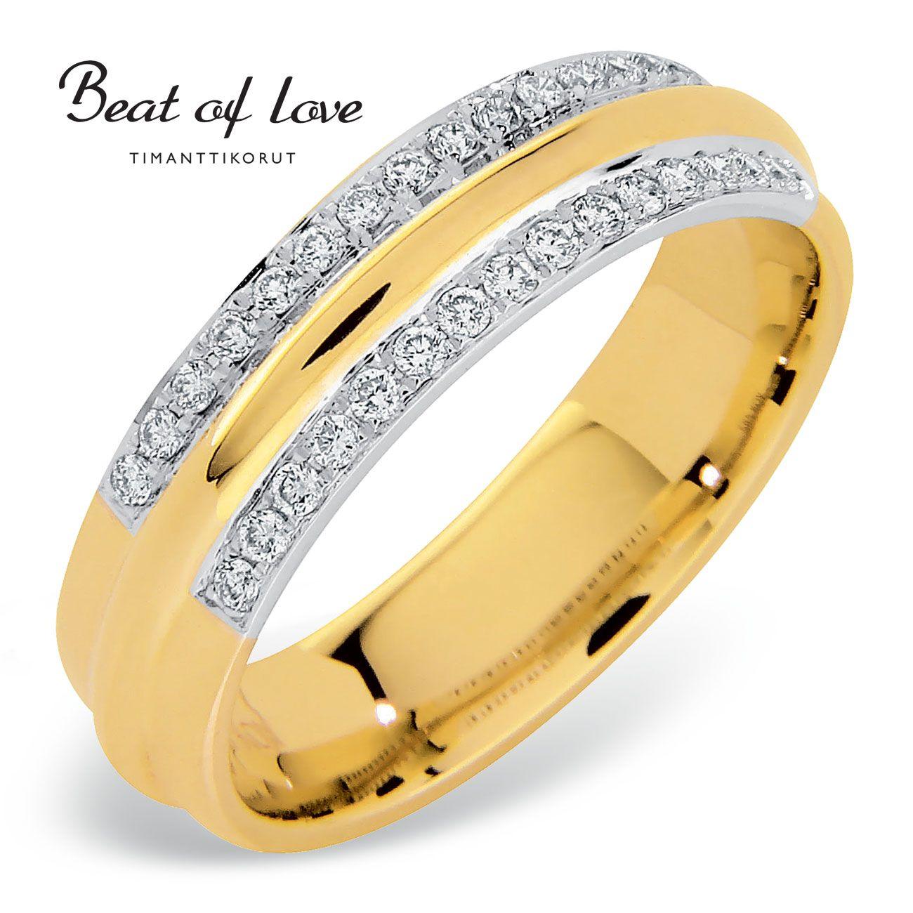 Beat of Love - keltakultainen timanttisormus R-22622D-150 - Puustjärven Kello & Kulta