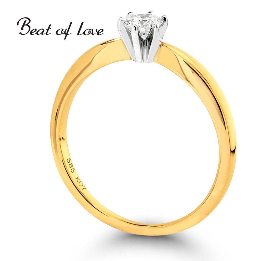 Beat of Love - keltakultainen timanttisormus R-29990D-150 - Puustjärven Kello & Kulta