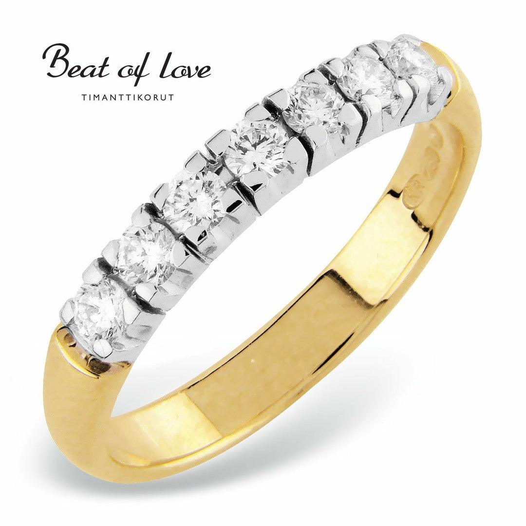 Beat of Love - keltakultainen timanttisormus RO-7x0.05D-150 - Puustjärven Kello & Kulta