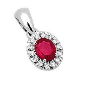 Sandberg Toivomuslähde - valkokultainen timanttiriipus rubiinilla V-850-PW-RUBIINI - Puustjärven Kello & Kulta